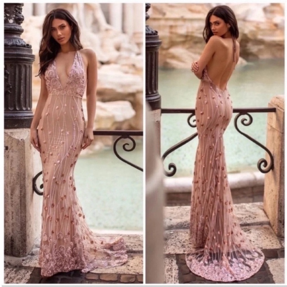 Alamour The Label Valerie Rose Gold Formal Gown